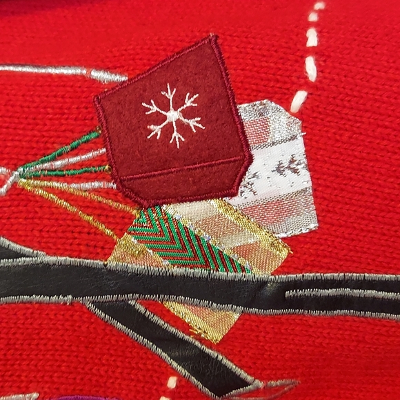 Designers Originals Studio Joy Holiday Shopping Cardigan Sweater Size XL Red - Picture 6 of 16